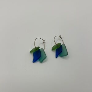 Cobalt Blue and Green SeaGlass Earrings